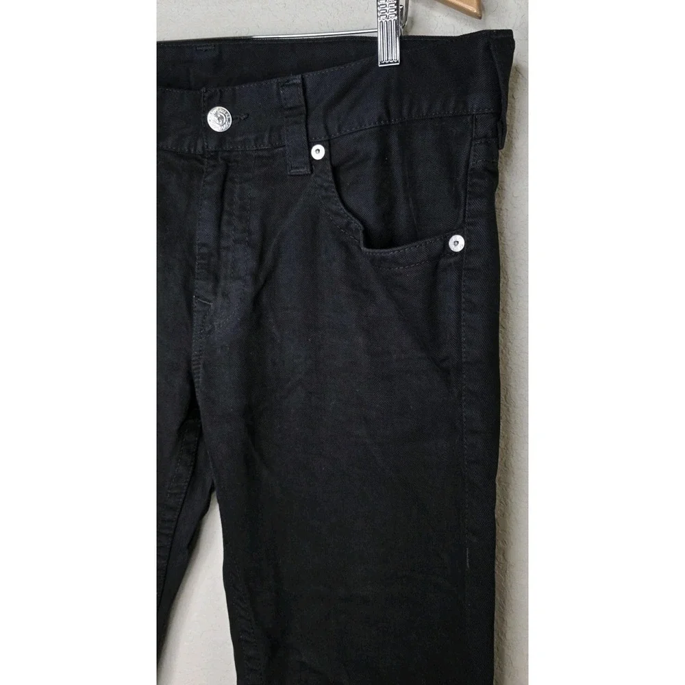 TRUE RELIGION Skinny Denim Jeans Men 36x34 Black Y2K Stitch Pocket